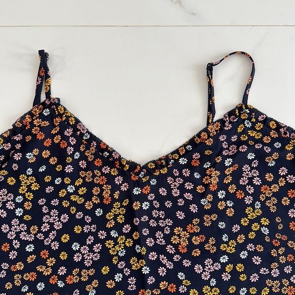 Loft Petite Navy Floral Ruffle Trim Cami Top SP - Picture 5 of 10